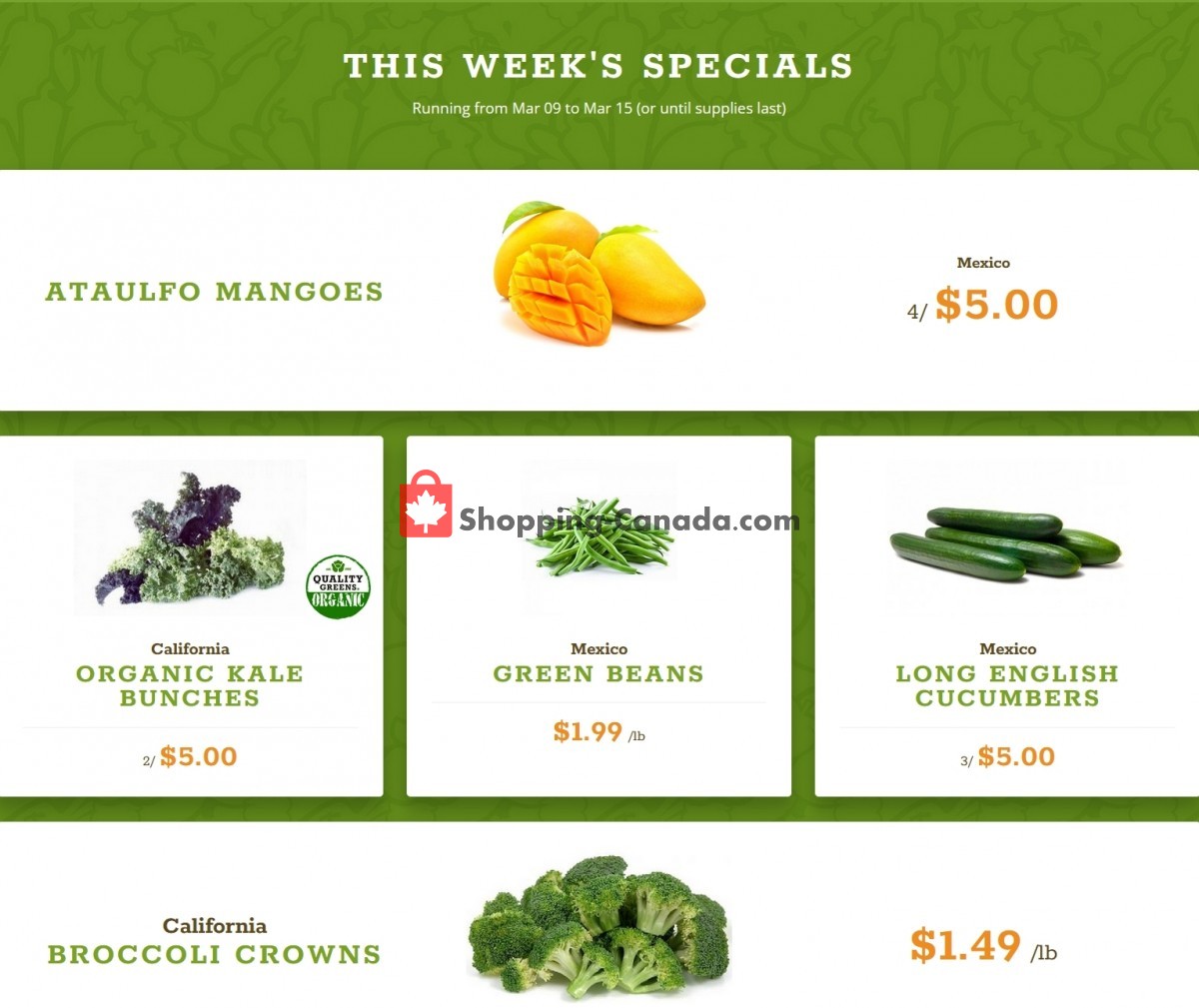 Quality Greens Canada, flyer (This Week's Specials) March 9 March