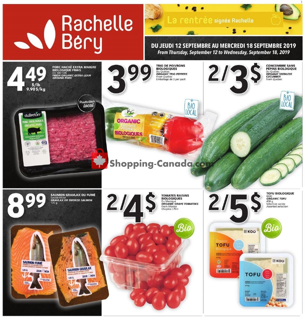 Rachelle Béry flyer from Thursday September 12, 2019 to Wednesday September 18, 2019 - page 1