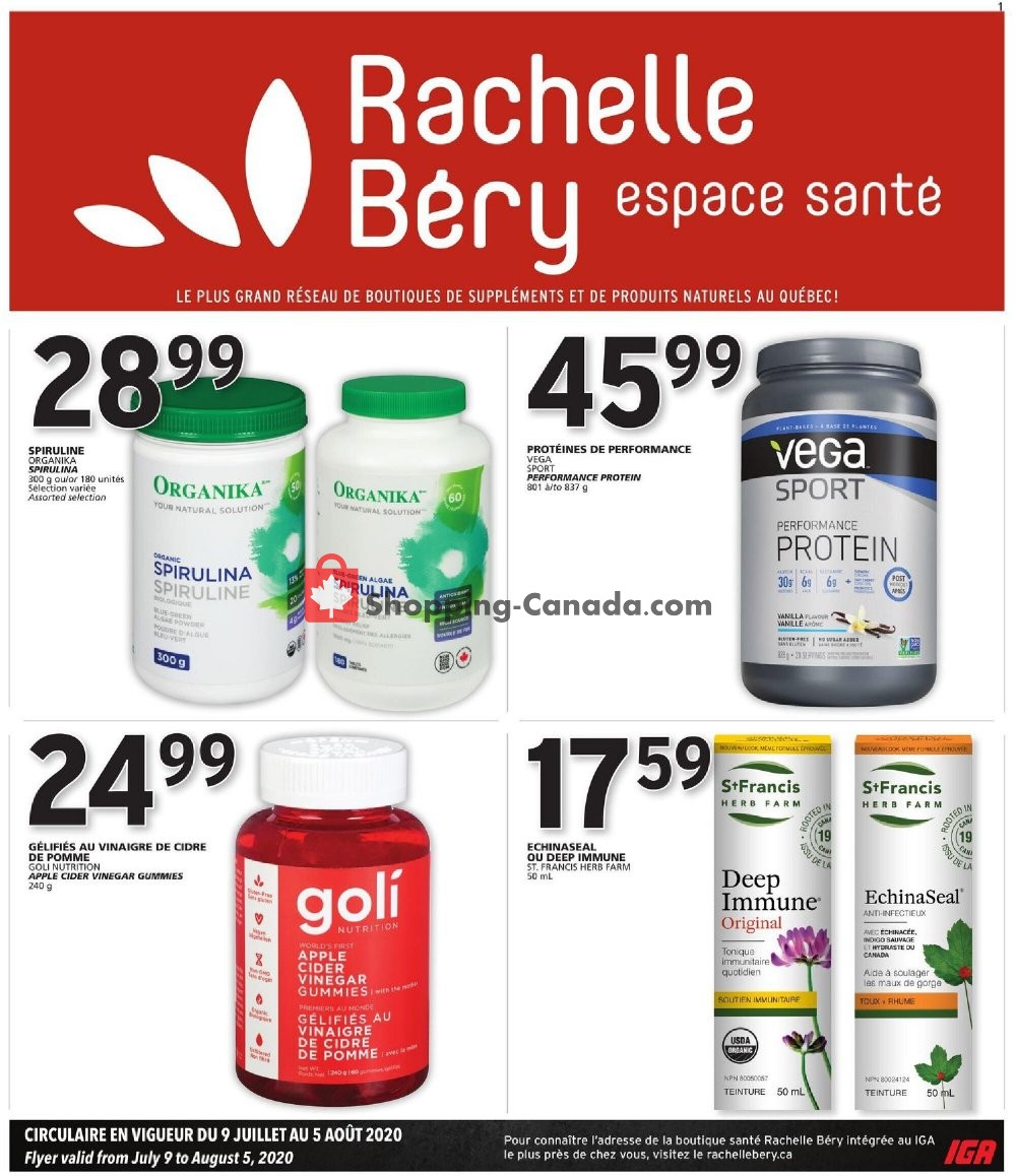 Rachelle Béry flyer from Thursday July 9, 2020 to Wednesday August 5, 2020 - page 1