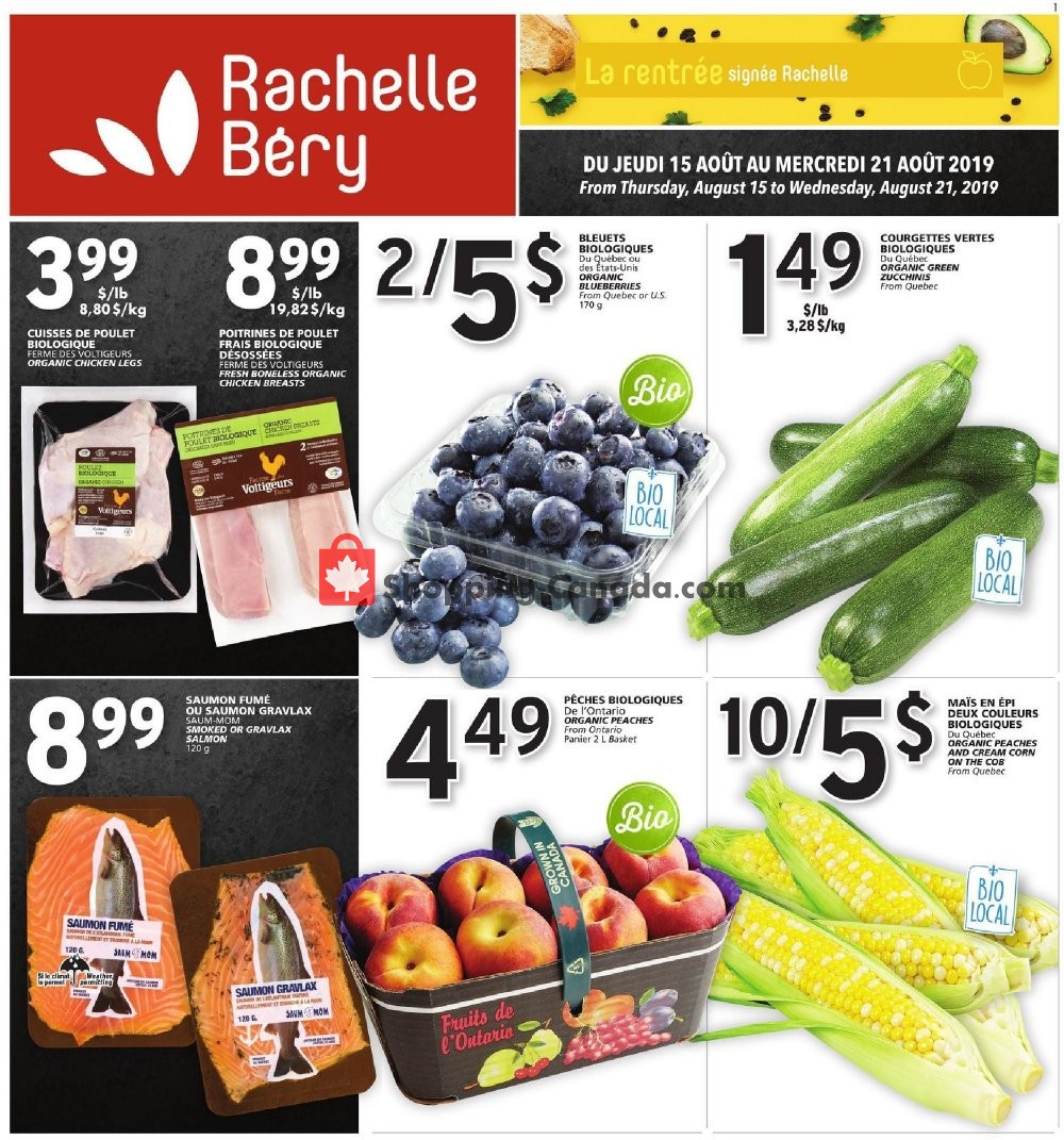 Rachelle Béry flyer from Thursday August 15, 2019 to Wednesday August 21, 2019 - page 1