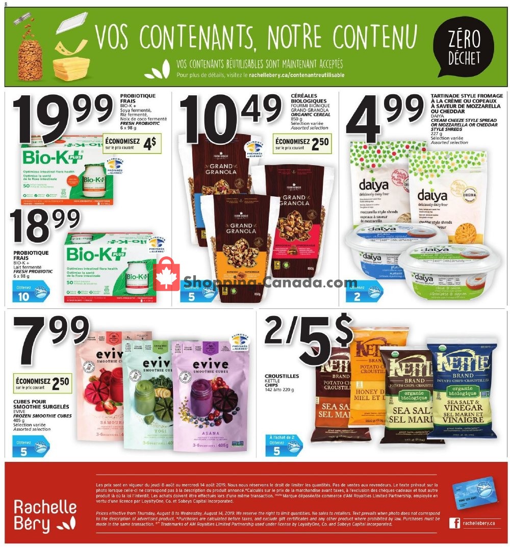 Rachelle Béry flyer from Thursday August 8, 2019 to Wednesday August 14, 2019 - page 8