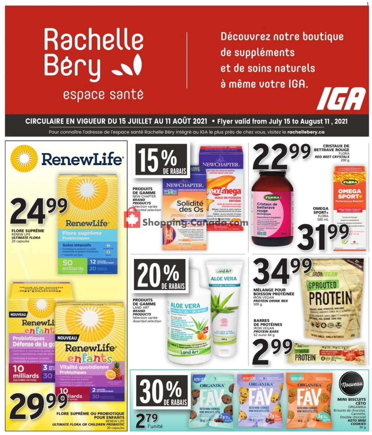 Rachelle Béry flyer from Thursday July 15, 2021 to Wednesday August 11, 2021 - page 1
