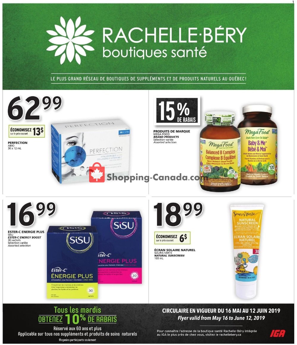 Rachelle Béry flyer from Thursday May 16, 2019 to Wednesday June 12, 2019 - page 1
