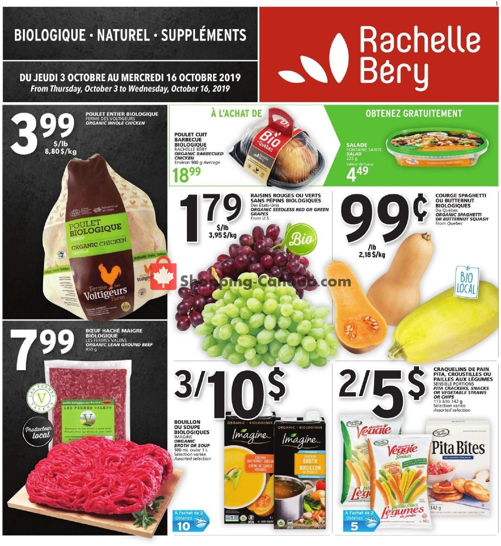Rachelle Béry flyer from Thursday October 3, 2019 to Wednesday October 16, 2019 - page 1