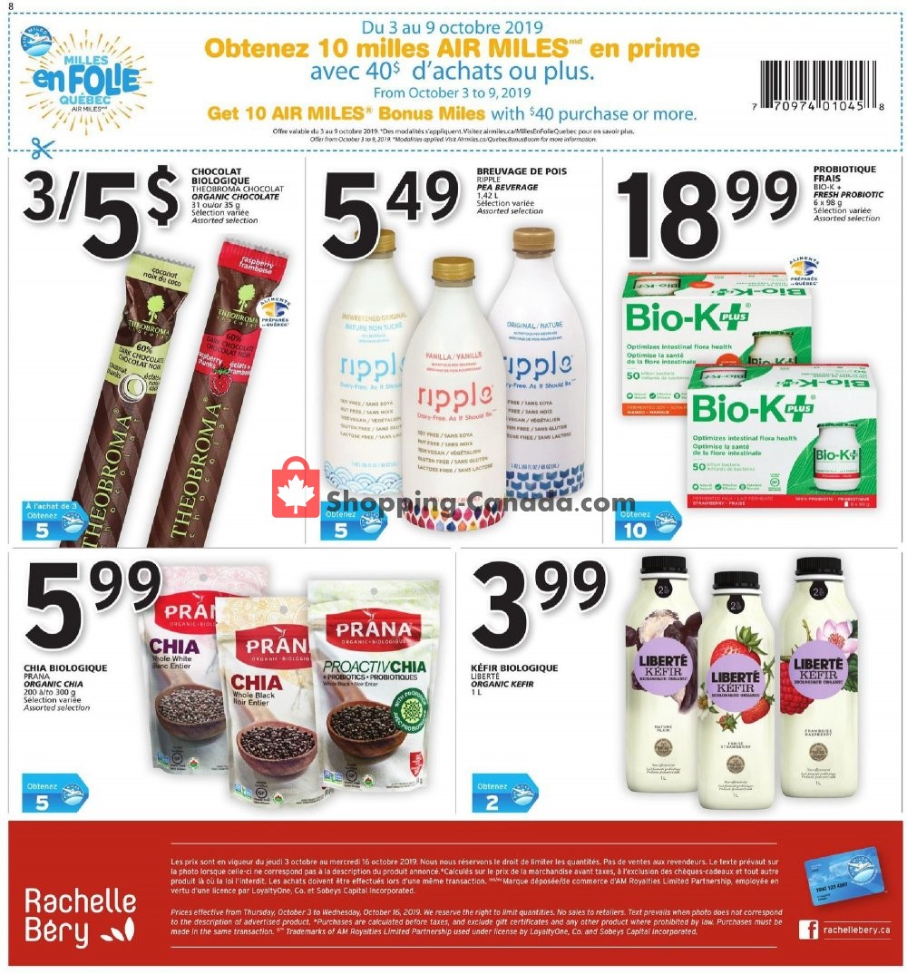 Rachelle Béry flyer from Thursday October 3, 2019 to Wednesday October 16, 2019 - page 8