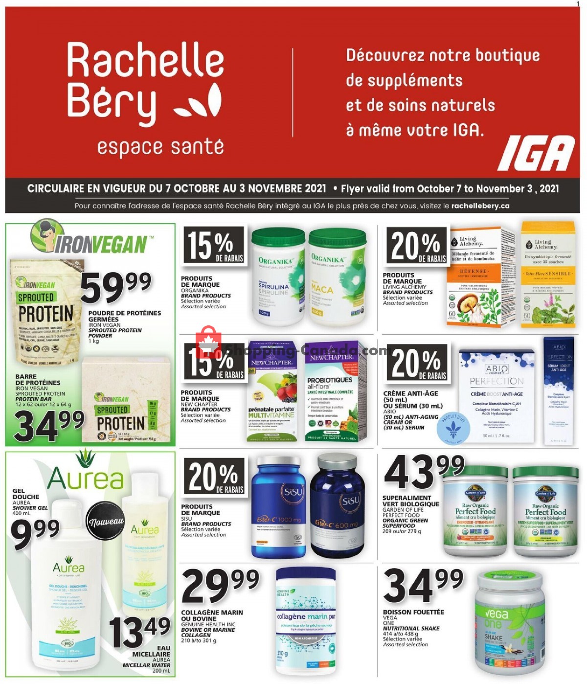 Rachelle Béry flyer from Thursday October 7, 2021 to Wednesday November 3, 2021 - page 1