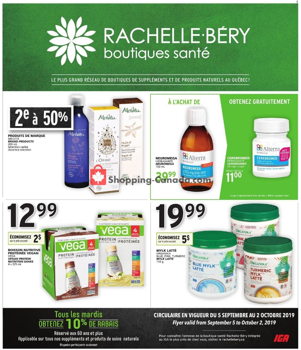 Rachelle Béry flyer from Thursday September 5, 2019 to Wednesday October 2, 2019 - page 1