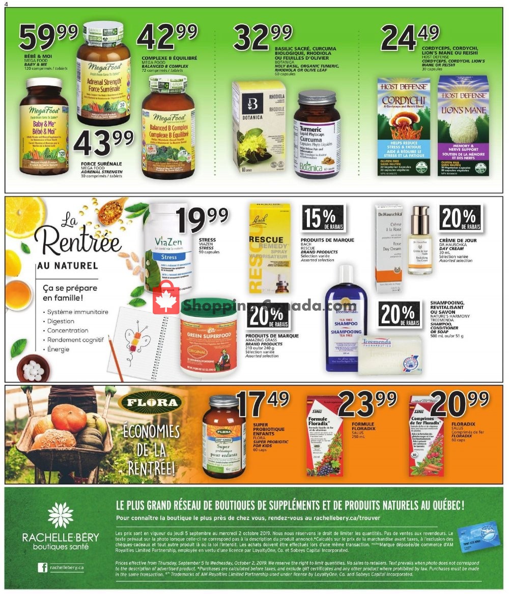 Rachelle Béry flyer from Thursday September 5, 2019 to Wednesday October 2, 2019 - page 4