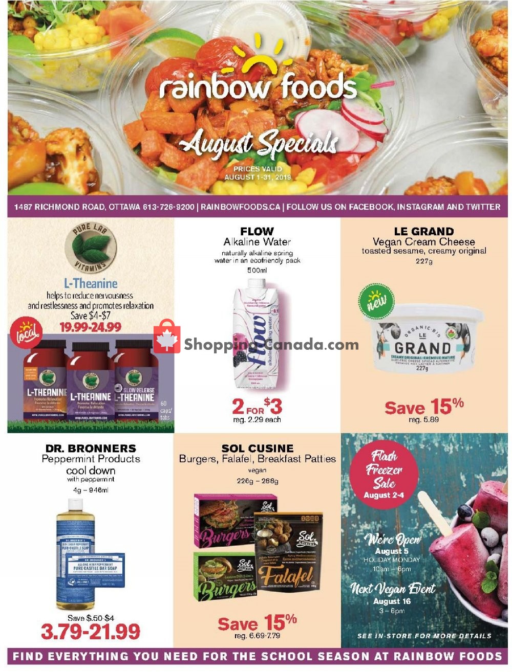 Rainbow Foods flyer from Thursday August 1, 2019 to Saturday August 31, 2019 - page 1