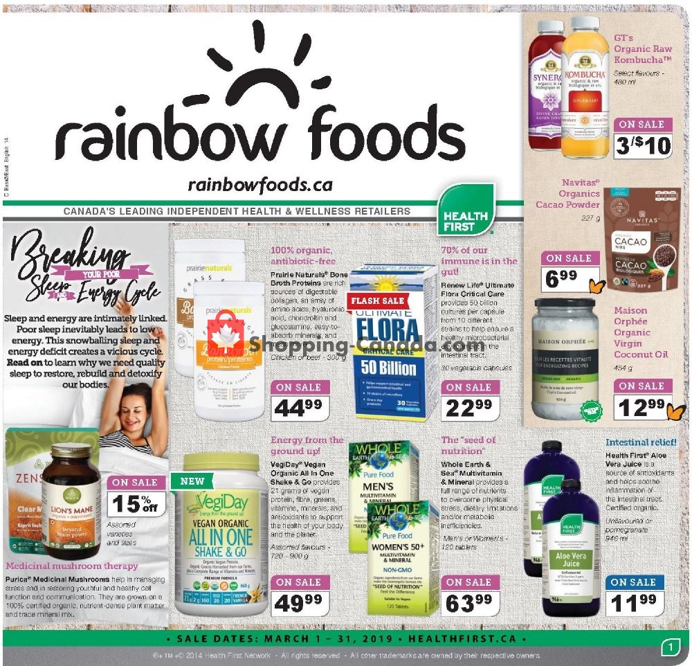 Rainbow Foods flyer from Friday March 1, 2019 to Sunday March 31, 2019 - page 1