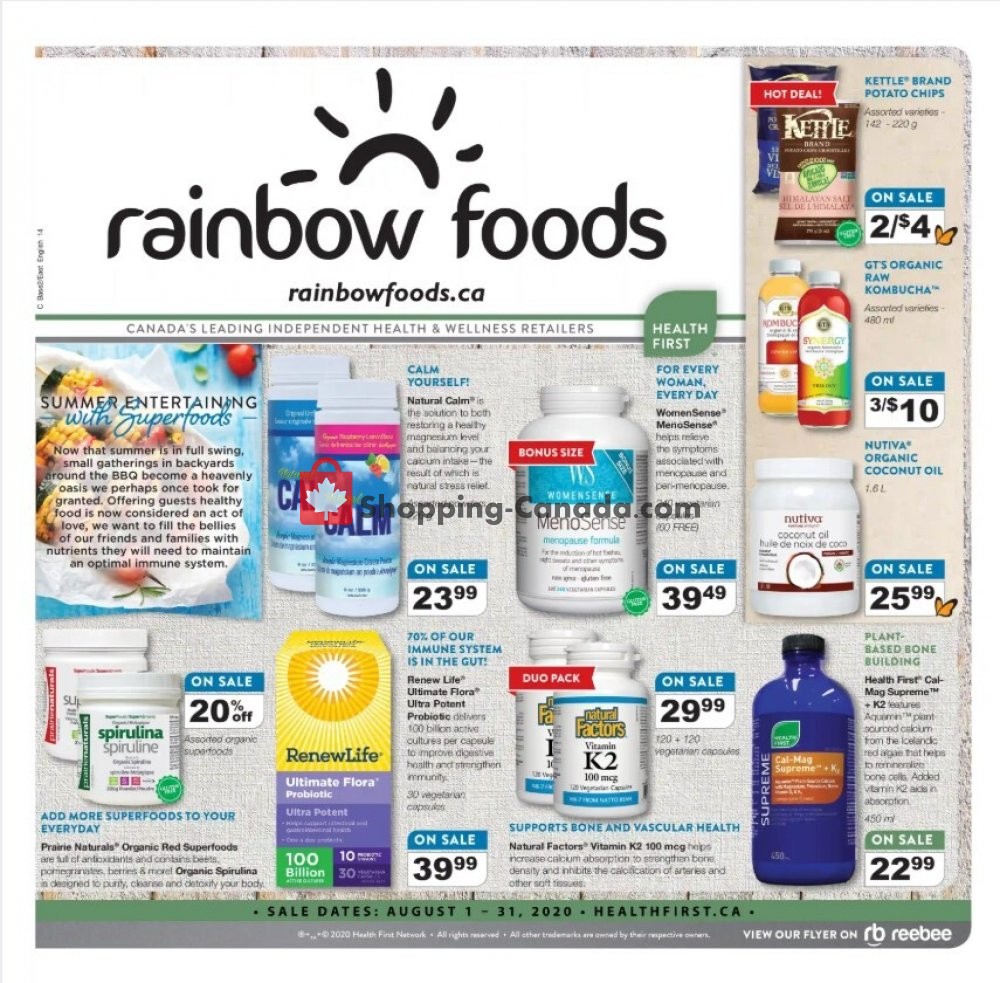 Rainbow Foods flyer from Saturday August 1, 2020 to Monday August 31, 2020 - page 1
