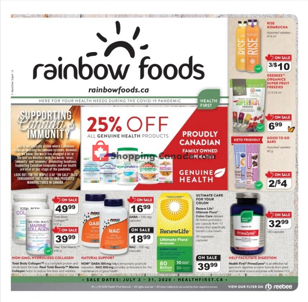 Rainbow Foods flyer from Thursday July 2, 2020 to Friday July 31, 2020 - page 1