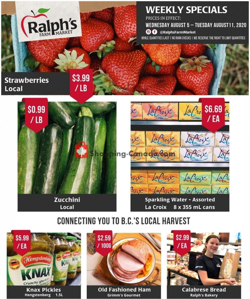 Ralph's Farm Market flyer from Wednesday August 5, 2020 to Tuesday August 11, 2020 - page 1