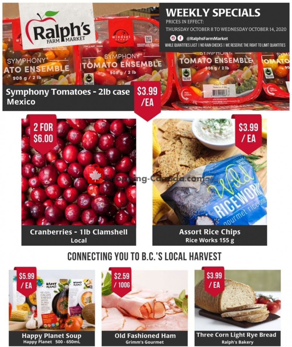 Ralph's Farm Market flyer from Thursday October 8, 2020 to Wednesday October 14, 2020 - page 1