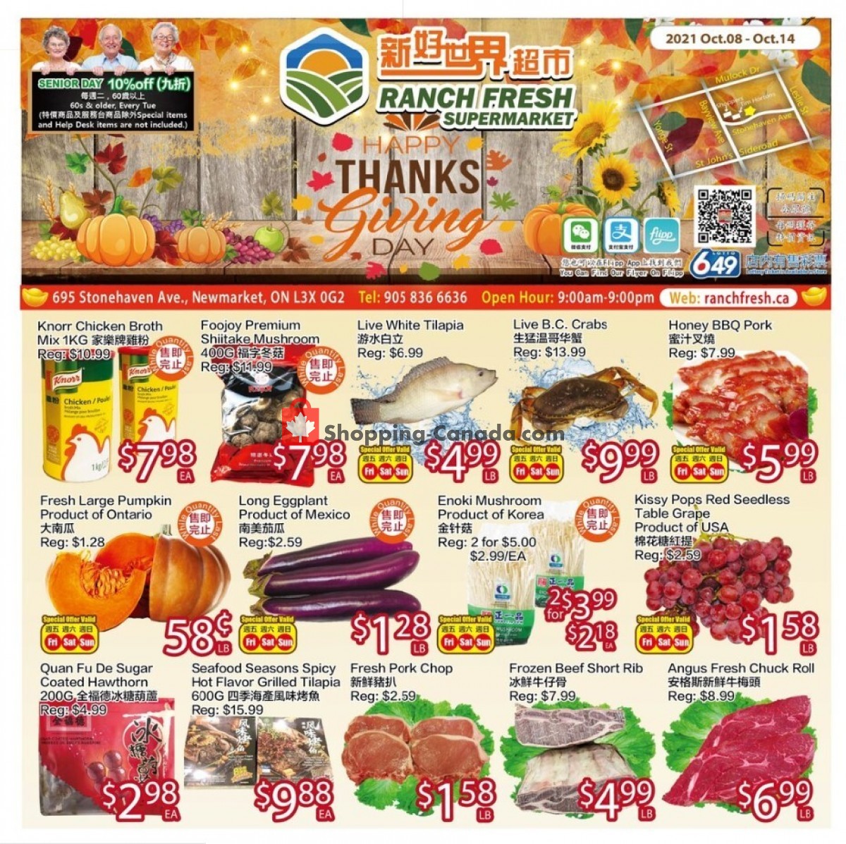 Ranch Fresh Supermarket flyer from Friday October 8, 2021 to Thursday October 14, 2021 - page 1