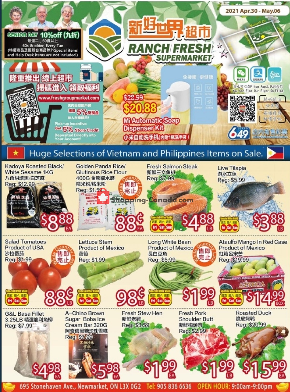 Ranch Fresh Supermarket flyer from Friday April 30, 2021 to Thursday May 6, 2021 - page 1