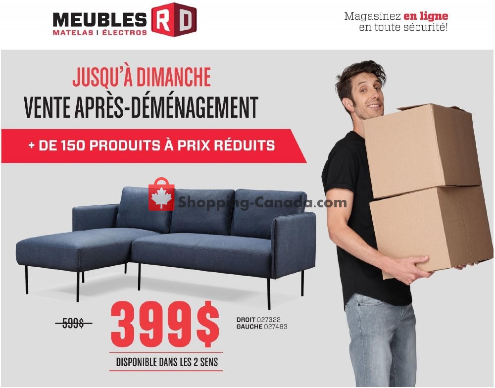 RD Furniture Canada, flyer (Jusqu'a Dimanche Vente Apres Demenagement