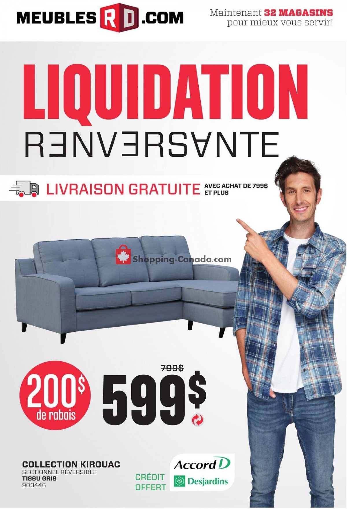 RD Furniture Canada, flyer (Liquidation Renversante) March 15