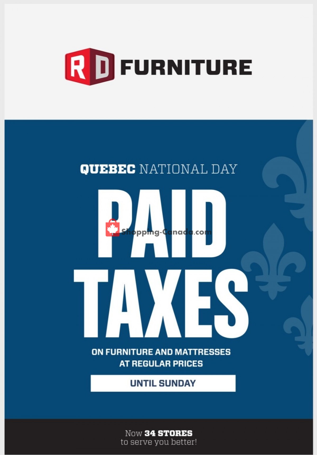 RD Furniture Canada, flyer (Quebec National Day) June 20 July 10