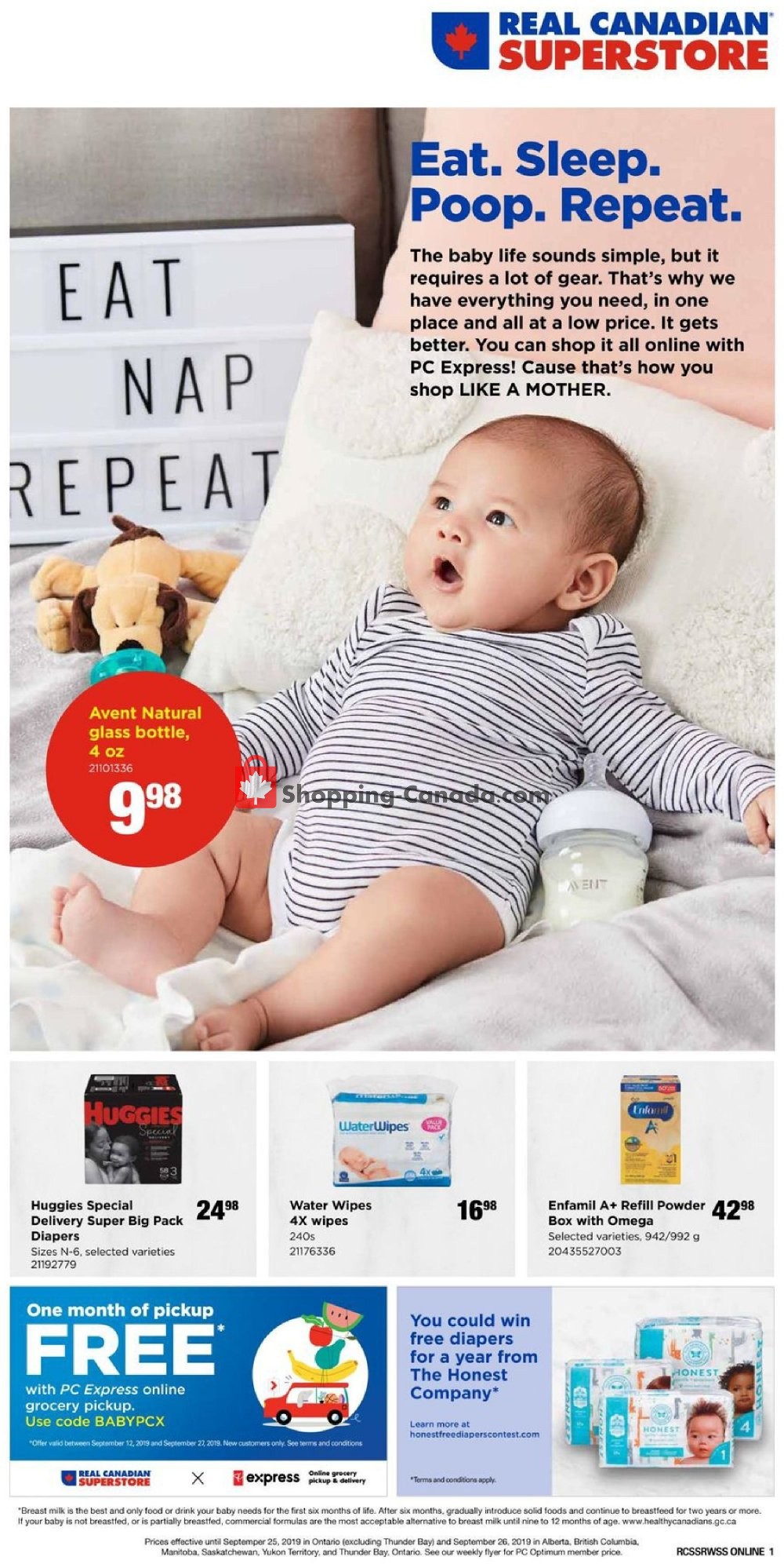 Real Canadian Superstore flyer from Thursday September 12, 2019 to Thursday September 26, 2019 - page 1