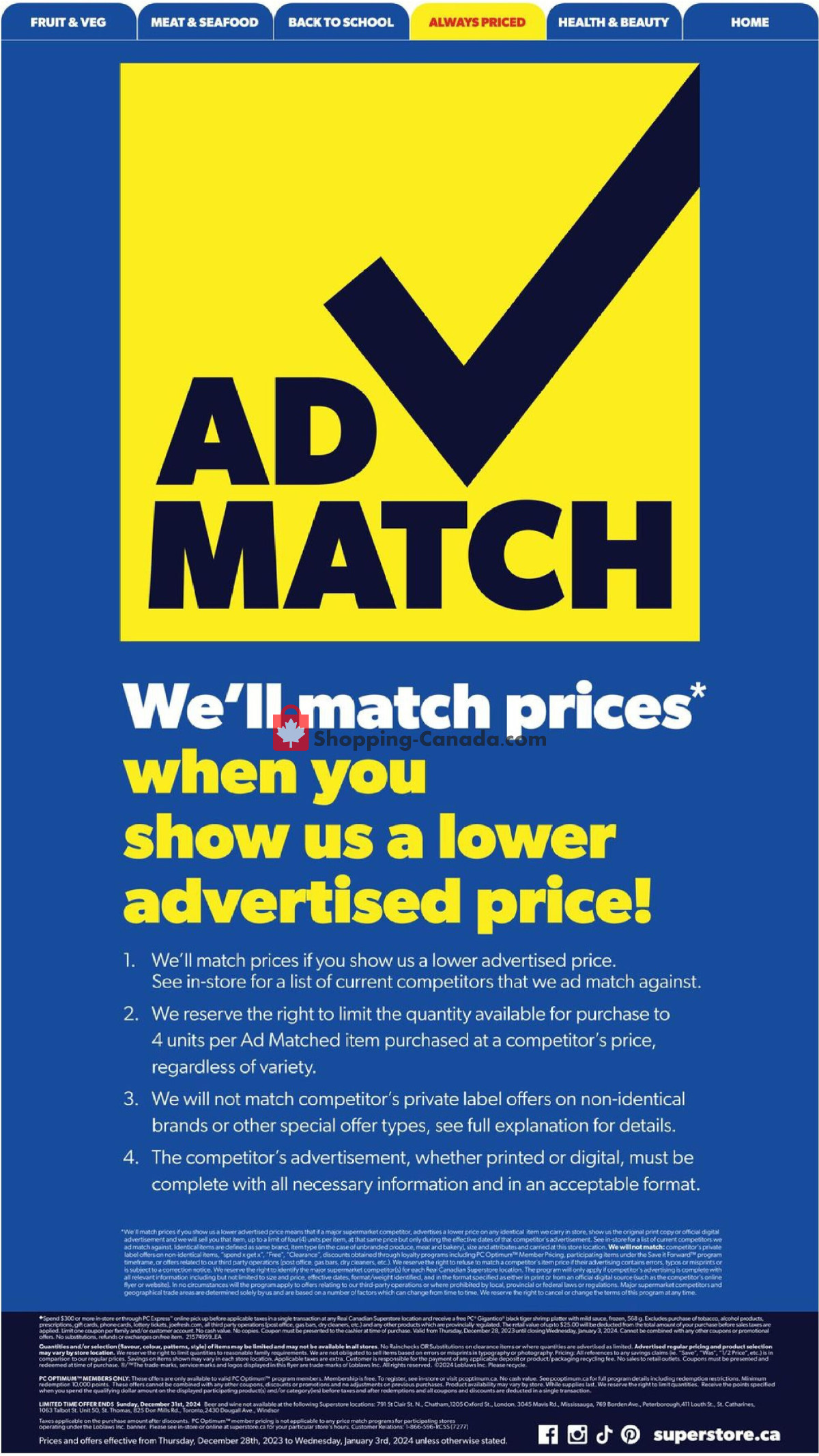 Real Canadian Superstore flyer from Thursday December 28, 2023 to Wednesday January 3, 2024 - page 23