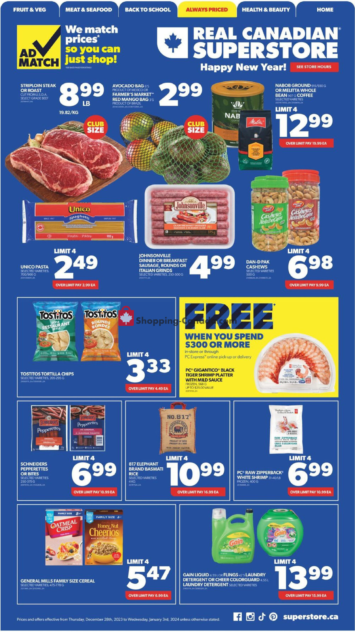 Real Canadian Superstore flyer from Thursday December 28, 2023 to Wednesday January 3, 2024 - page 2