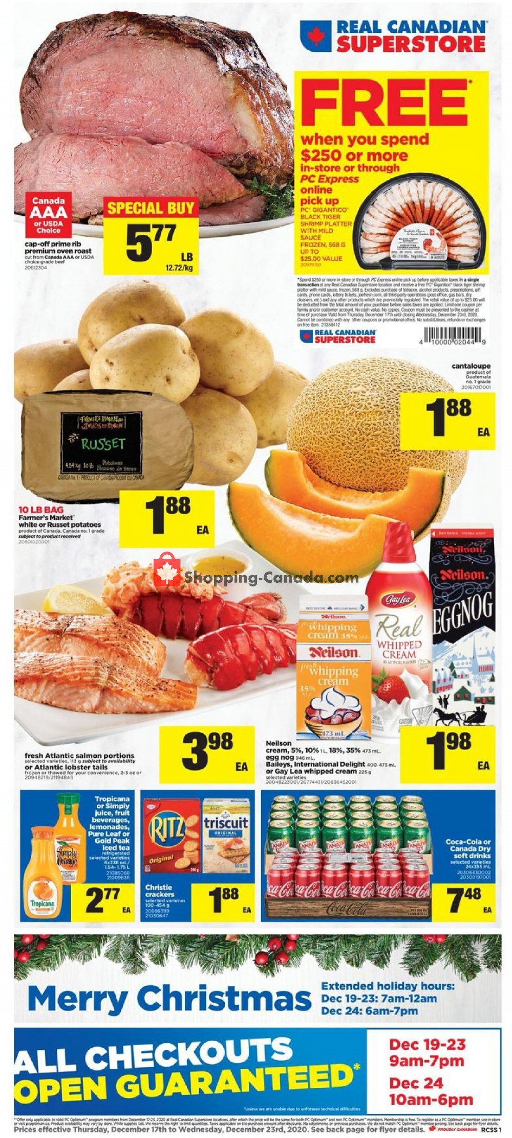 Real Canadian Superstore flyer from Thursday December 17, 2020 to Wednesday December 23, 2020 - page 1
