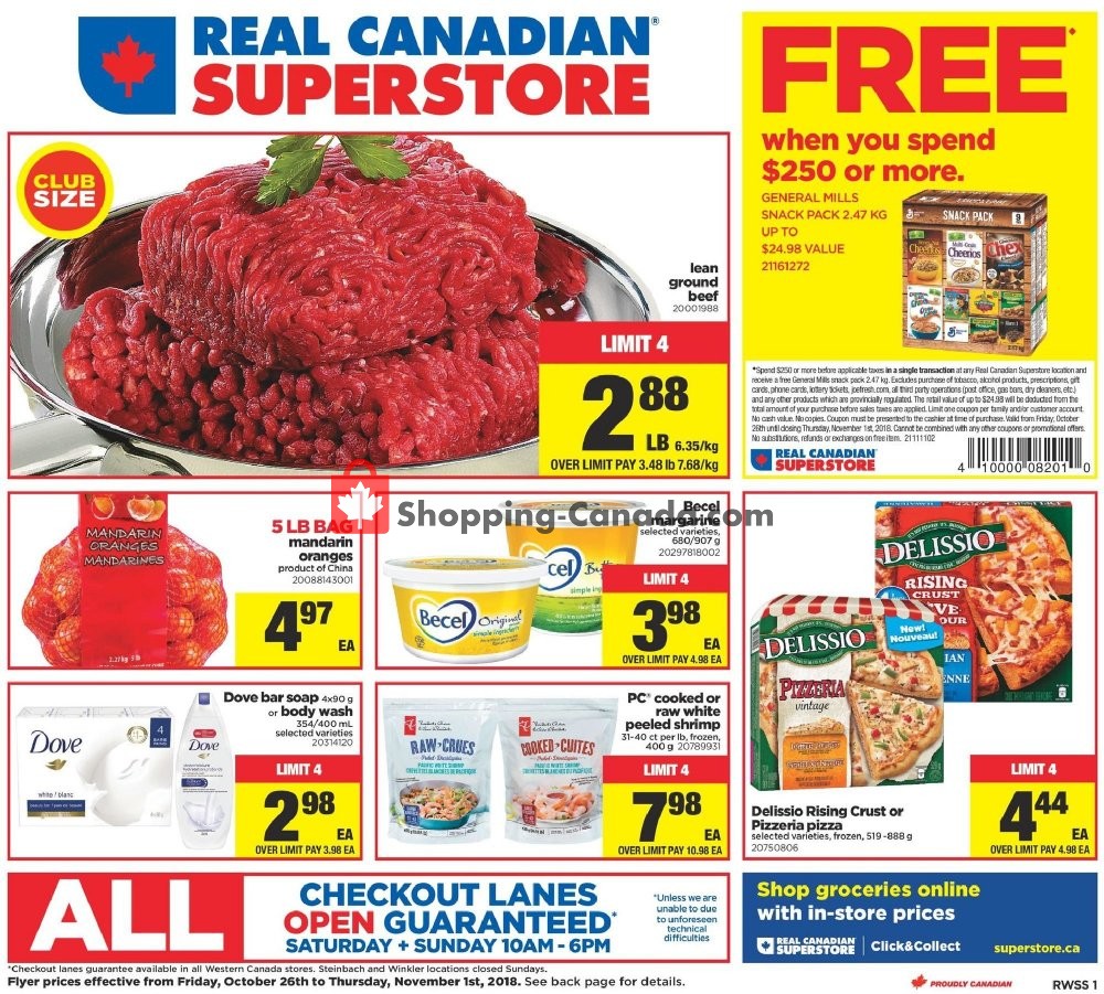Real Canadian Superstore flyer from Friday October 26, 2018 to Thursday November 1, 2018 - page 1