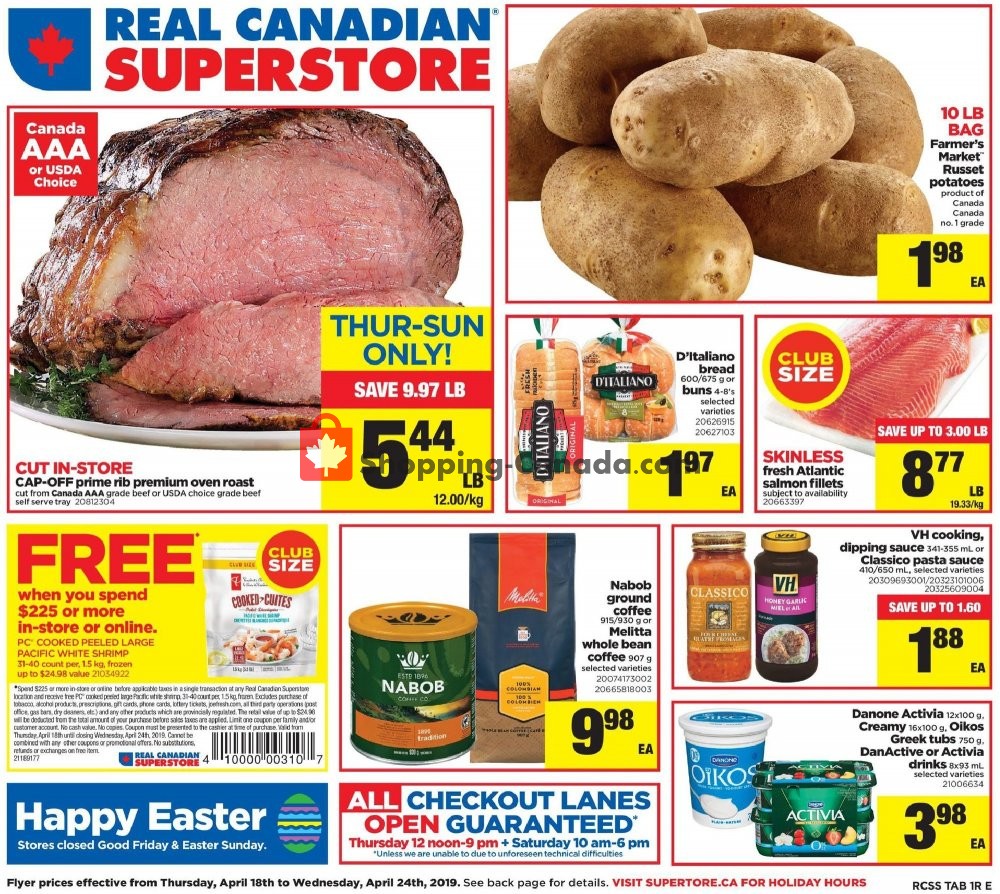 Real Canadian Superstore flyer from Thursday April 18, 2019 to Wednesday April 24, 2019 - page 1