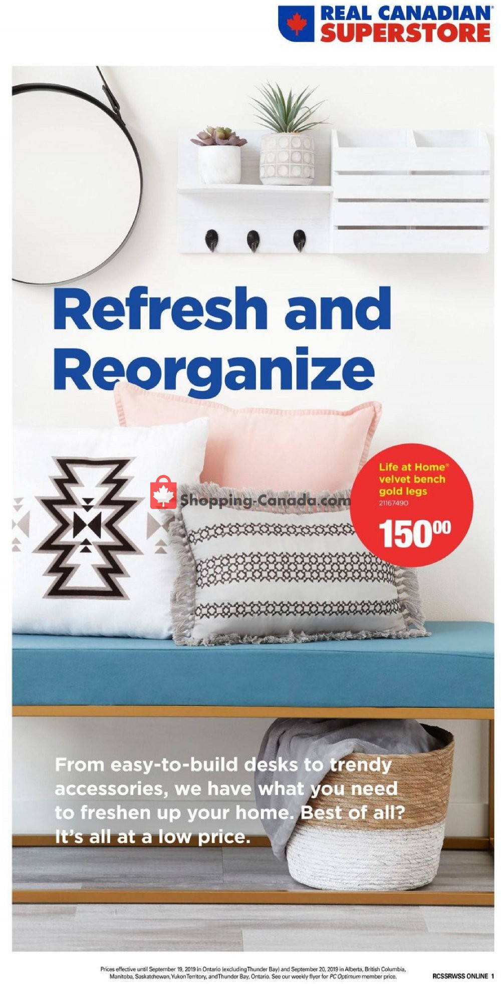 Real Canadian Superstore flyer from Friday August 30, 2019 to Friday September 20, 2019 - page 1