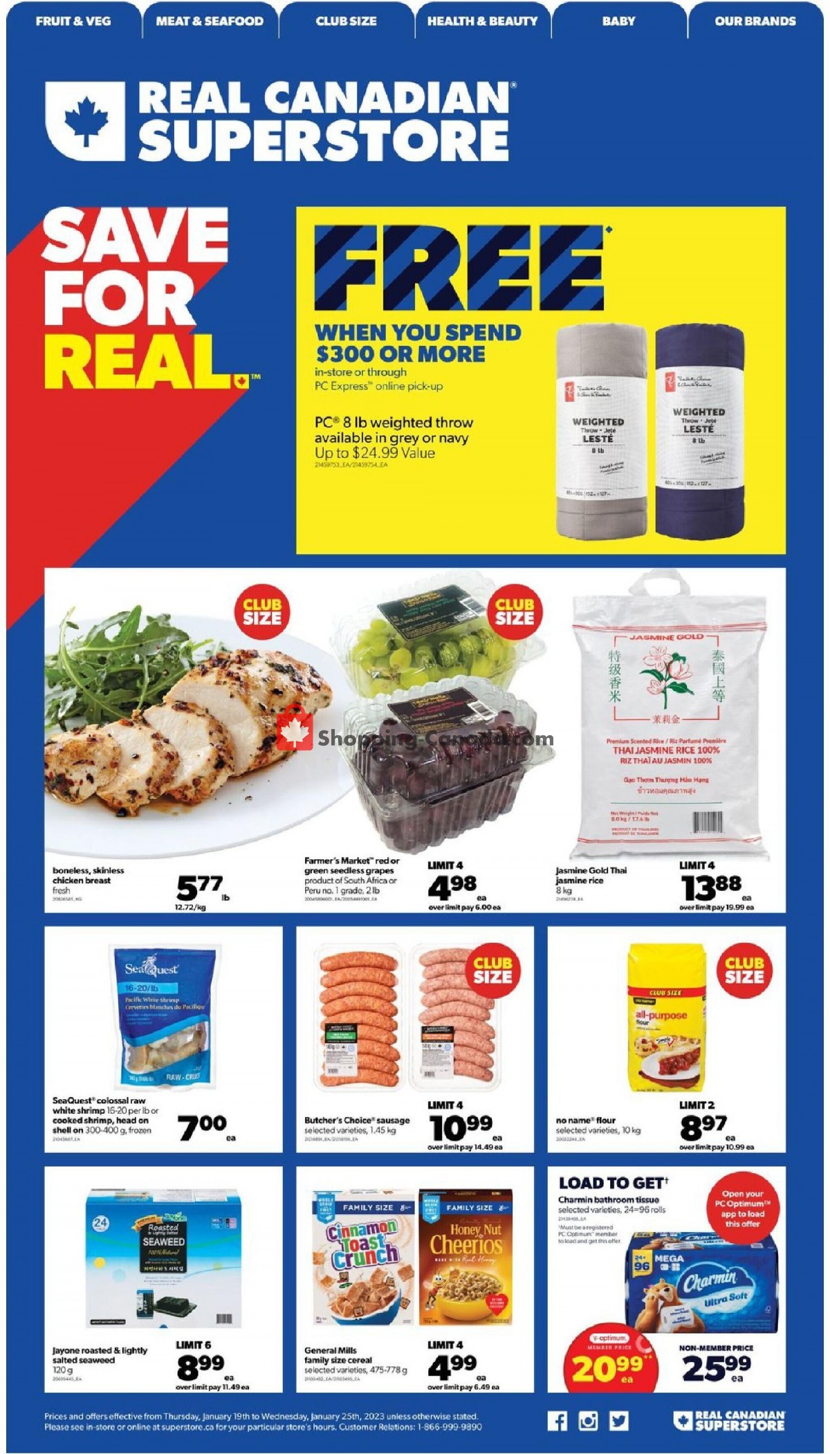 Real Canadian Superstore flyer from Thursday January 19, 2023 to Wednesday January 25, 2023 - page 1