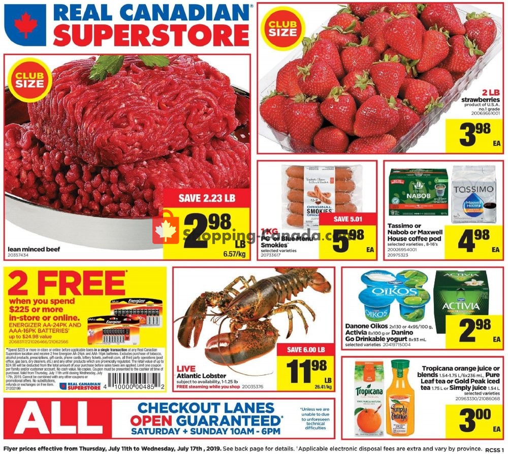 Real Canadian Superstore flyer from Thursday July 11, 2019 to Wednesday July 17, 2019 - page 1