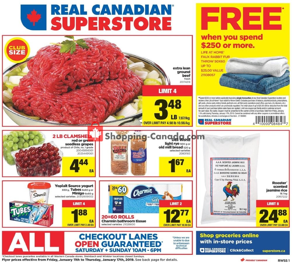Real Canadian Superstore flyer from Friday January 11, 2019 to Thursday January 17, 2019 - page 1