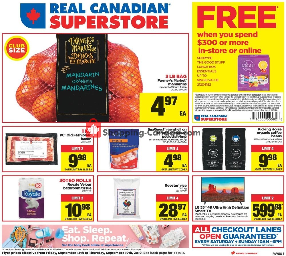 Real Canadian Superstore flyer from Friday September 13, 2019 to Thursday September 19, 2019 - page 1