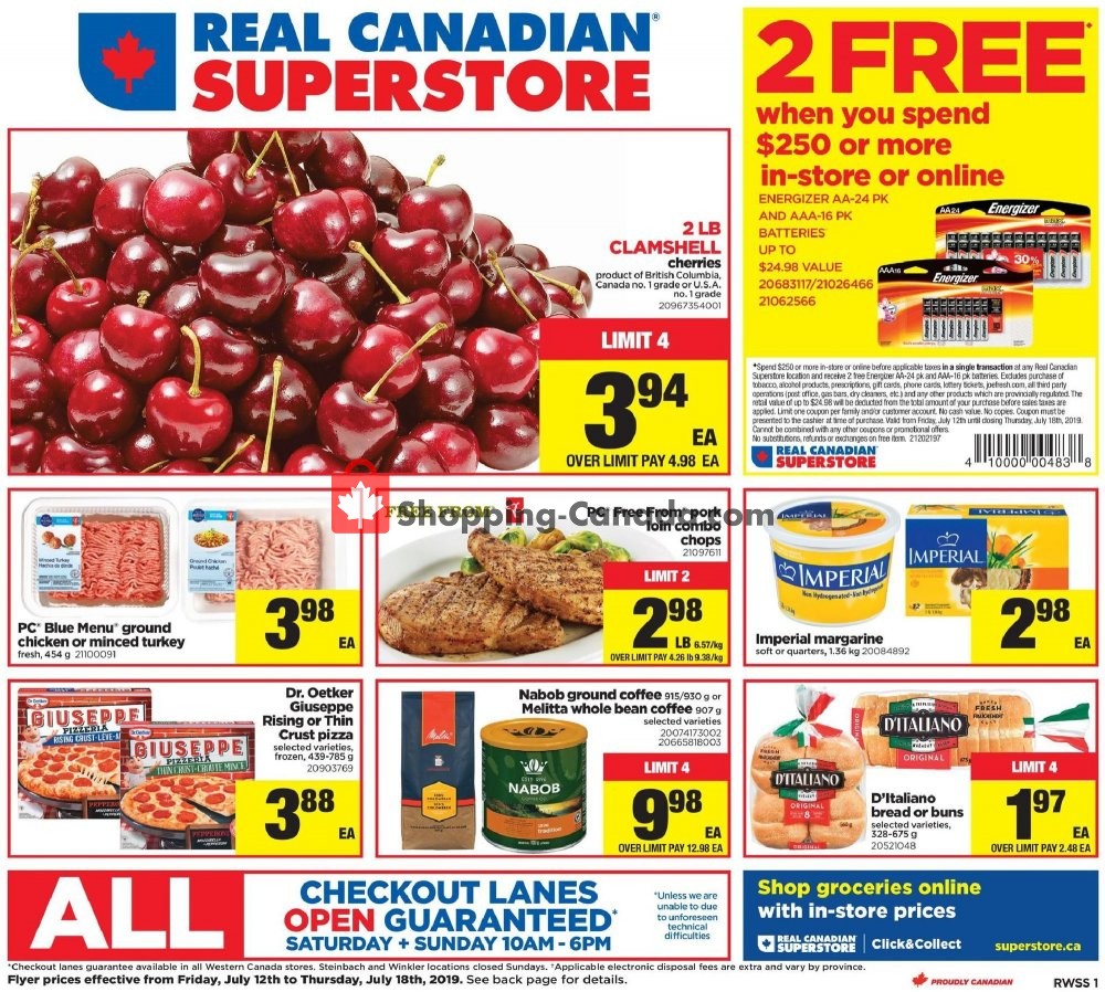 Real Canadian Superstore flyer from Friday July 12, 2019 to Thursday July 18, 2019 - page 1