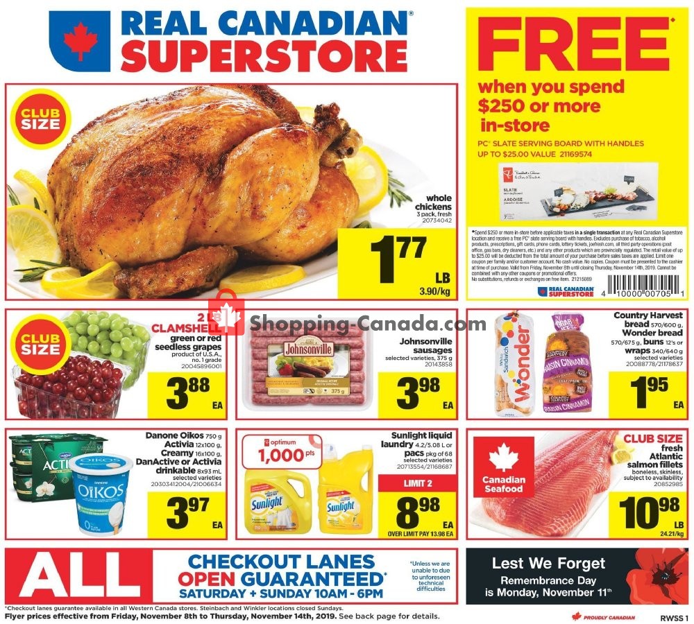 Real Canadian Superstore flyer from Friday November 8, 2019 to Thursday November 14, 2019 - page 1