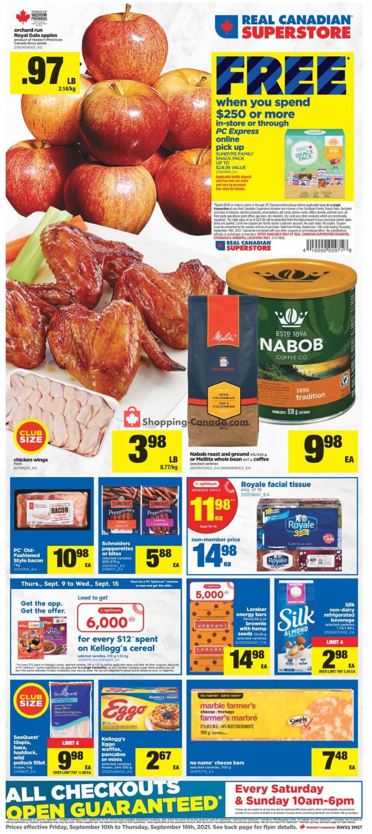 Real Canadian Superstore flyer from Friday September 10, 2021 to Thursday September 16, 2021 - page 1