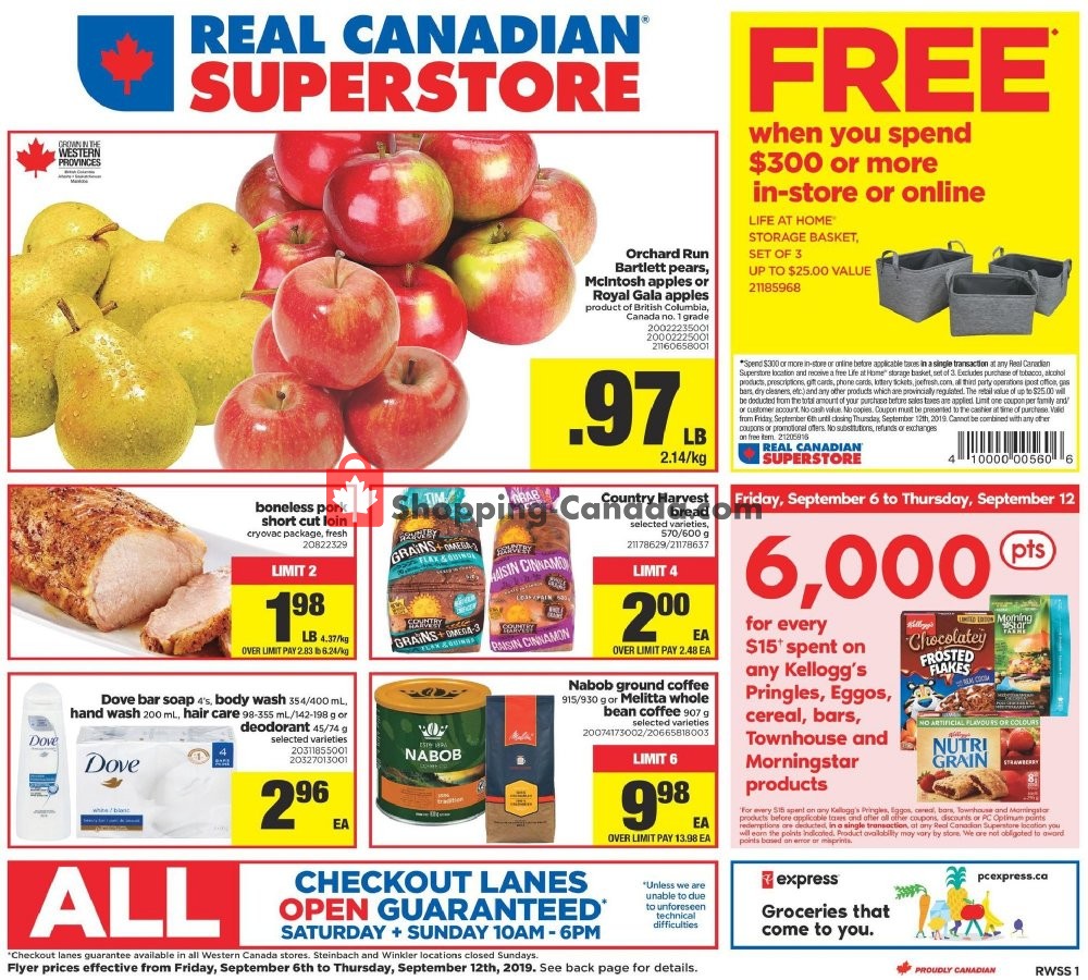 Real Canadian Superstore flyer from Friday September 6, 2019 to Thursday September 12, 2019 - page 1