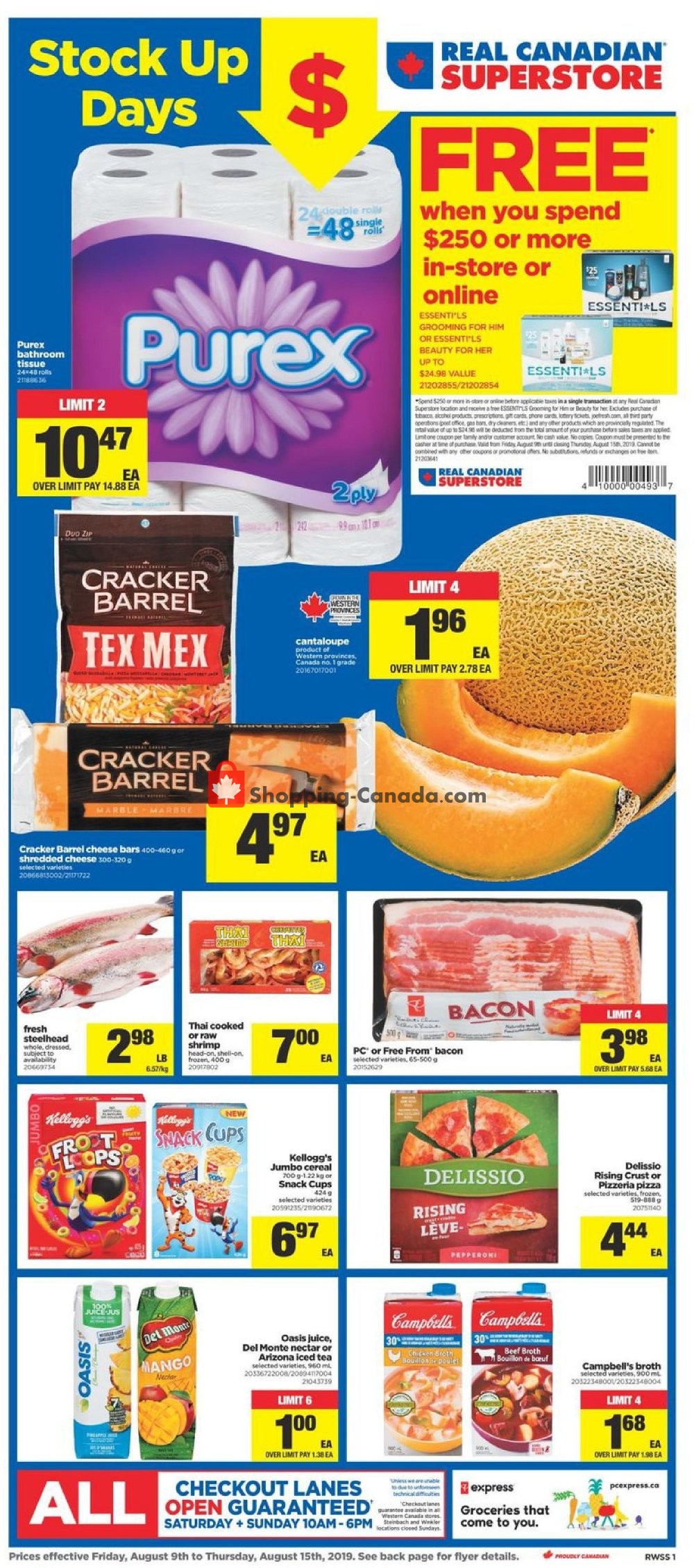 Real Canadian Superstore flyer from Friday August 9, 2019 to Thursday August 15, 2019 - page 1