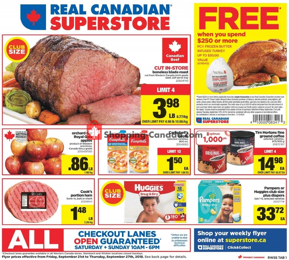 Real Canadian Superstore flyer from Friday September 21, 2018 to Thursday September 27, 2018 - page 1