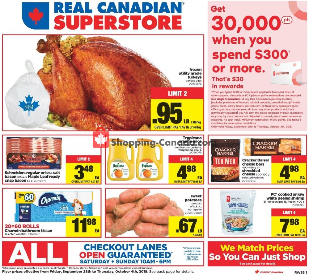 Real Canadian Superstore flyer from Friday September 28, 2018 to Thursday October 4, 2018 - page 1