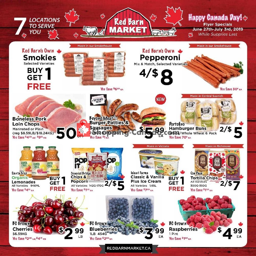 Red Barn Market flyer from Thursday June 27, 2019 to Wednesday July 3, 2019 - page 1