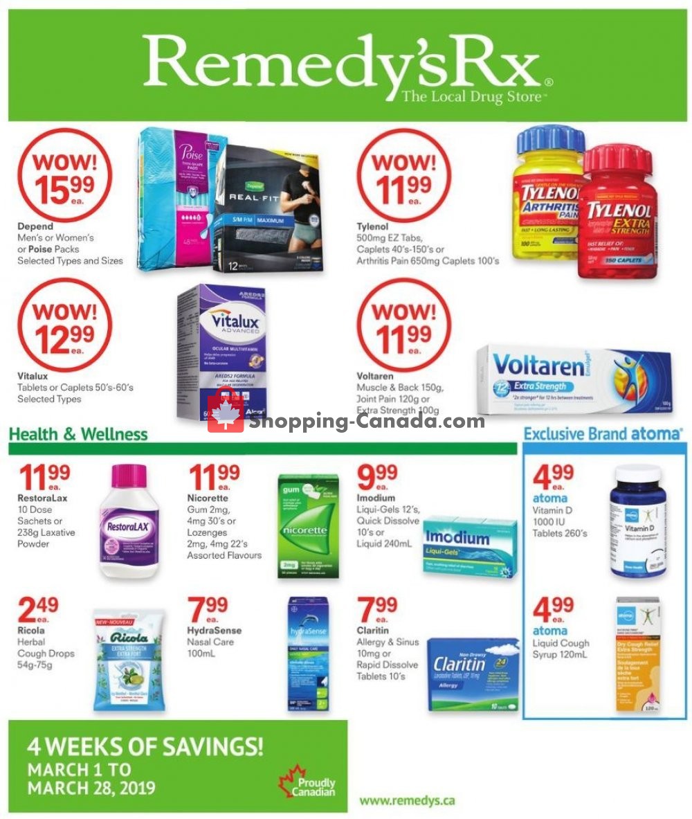 Remedy's RX flyer from Friday March 1, 2019 to Thursday March 28, 2019 - page 1