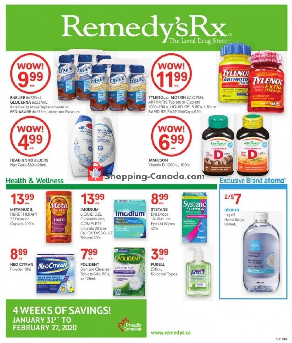 Remedy's RX flyer from Friday January 31, 2020 to Thursday February 27, 2020 - page 1