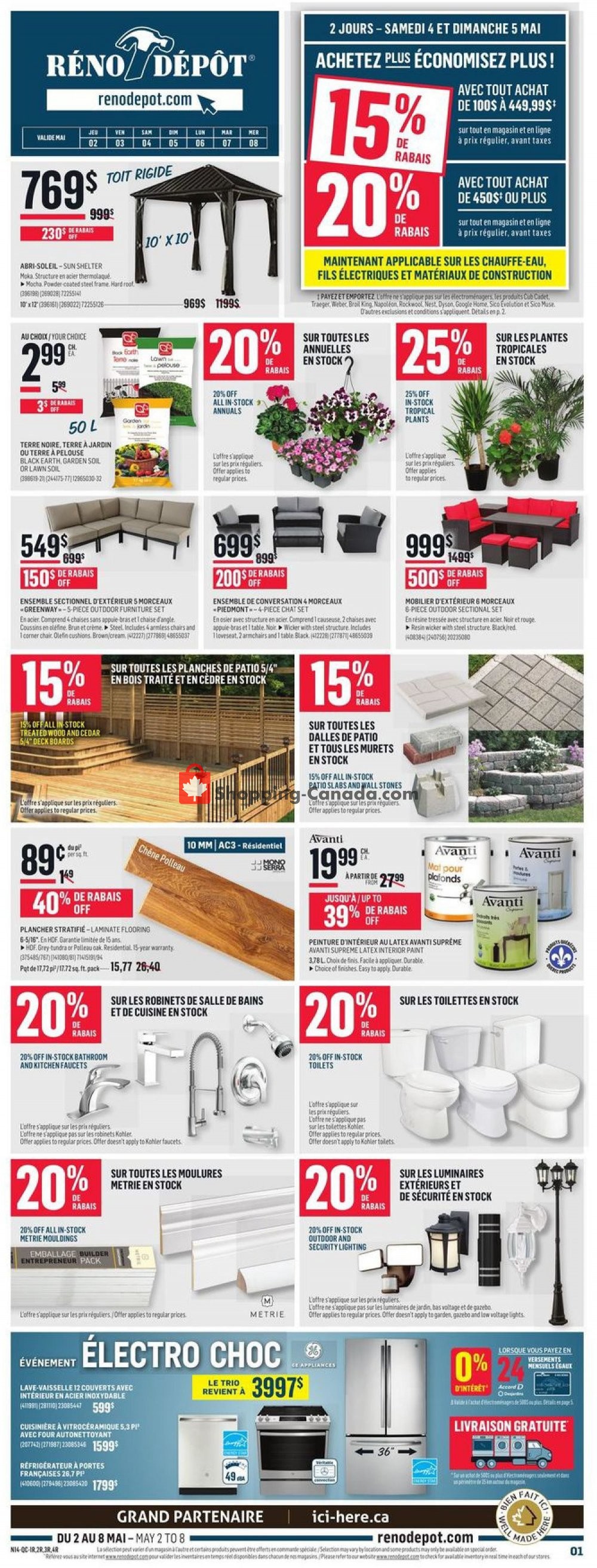 Réno Dépôt flyer from Thursday May 2, 2019 to Wednesday May 8, 2019 - page 1