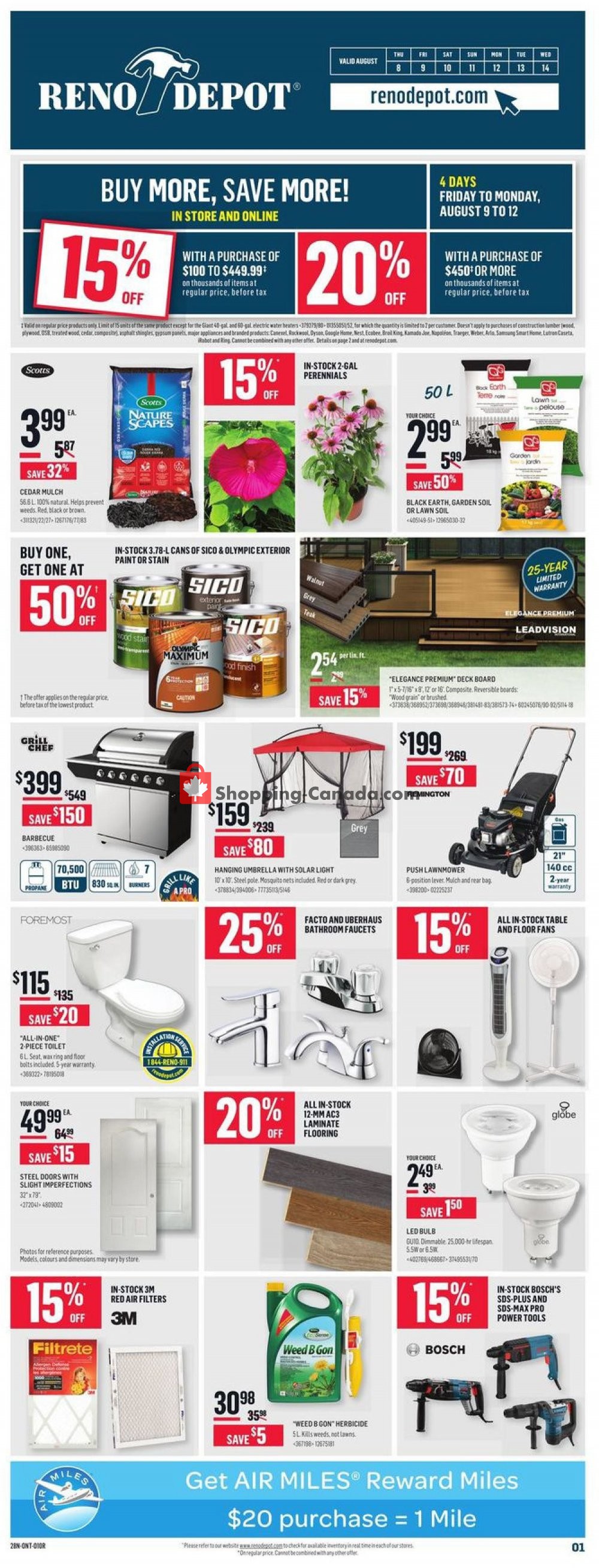 Réno Dépôt flyer from Thursday August 8, 2019 to Wednesday August 14, 2019 - page 1