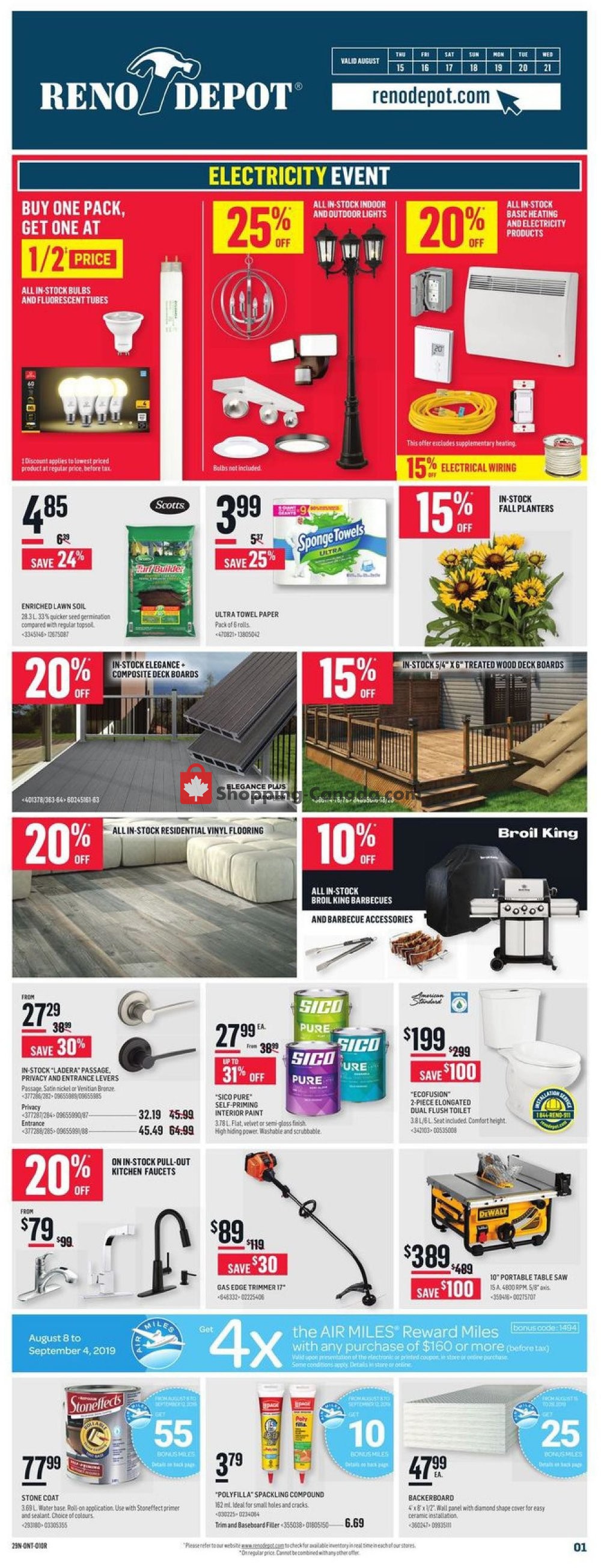 Réno Dépôt flyer from Thursday August 15, 2019 to Wednesday August 21, 2019 - page 1