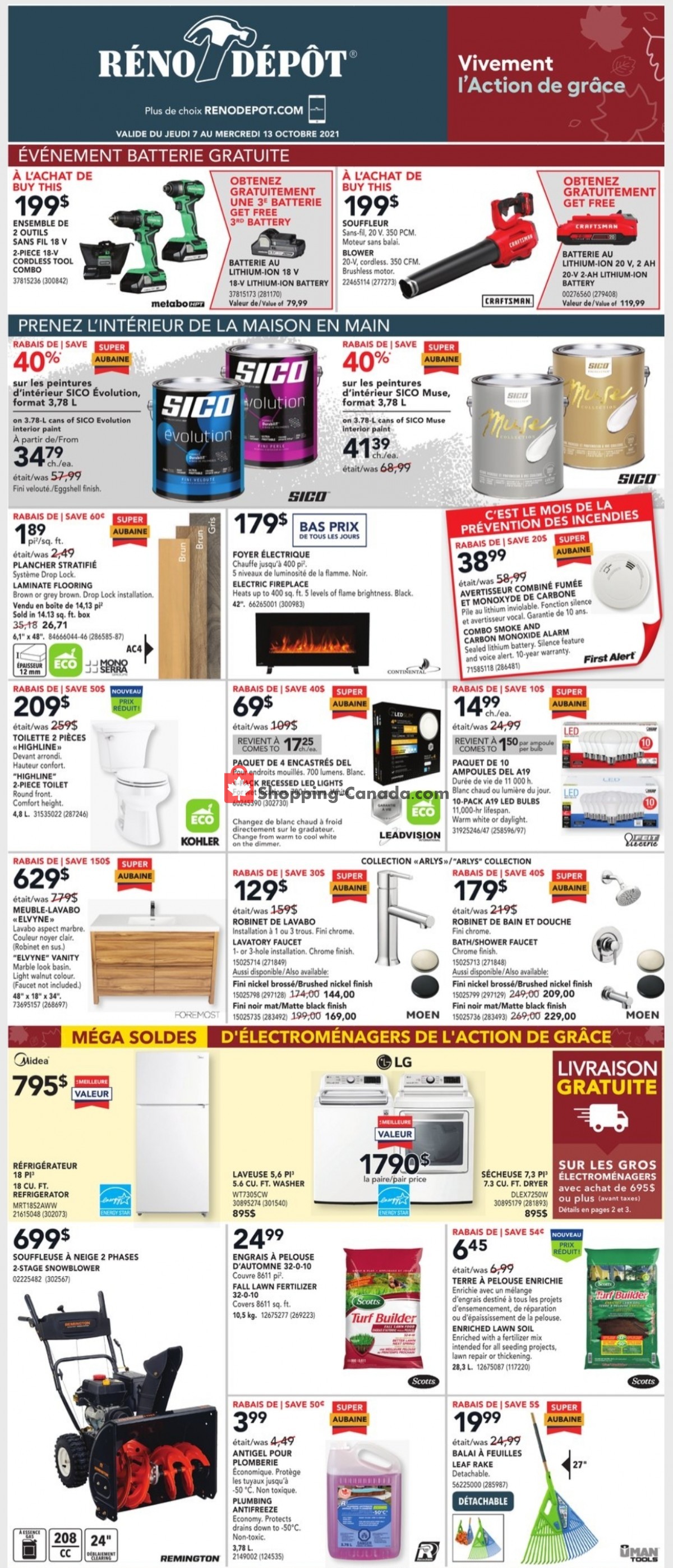 Réno Dépôt flyer from Thursday October 7, 2021 to Wednesday October 13, 2021 - page 1