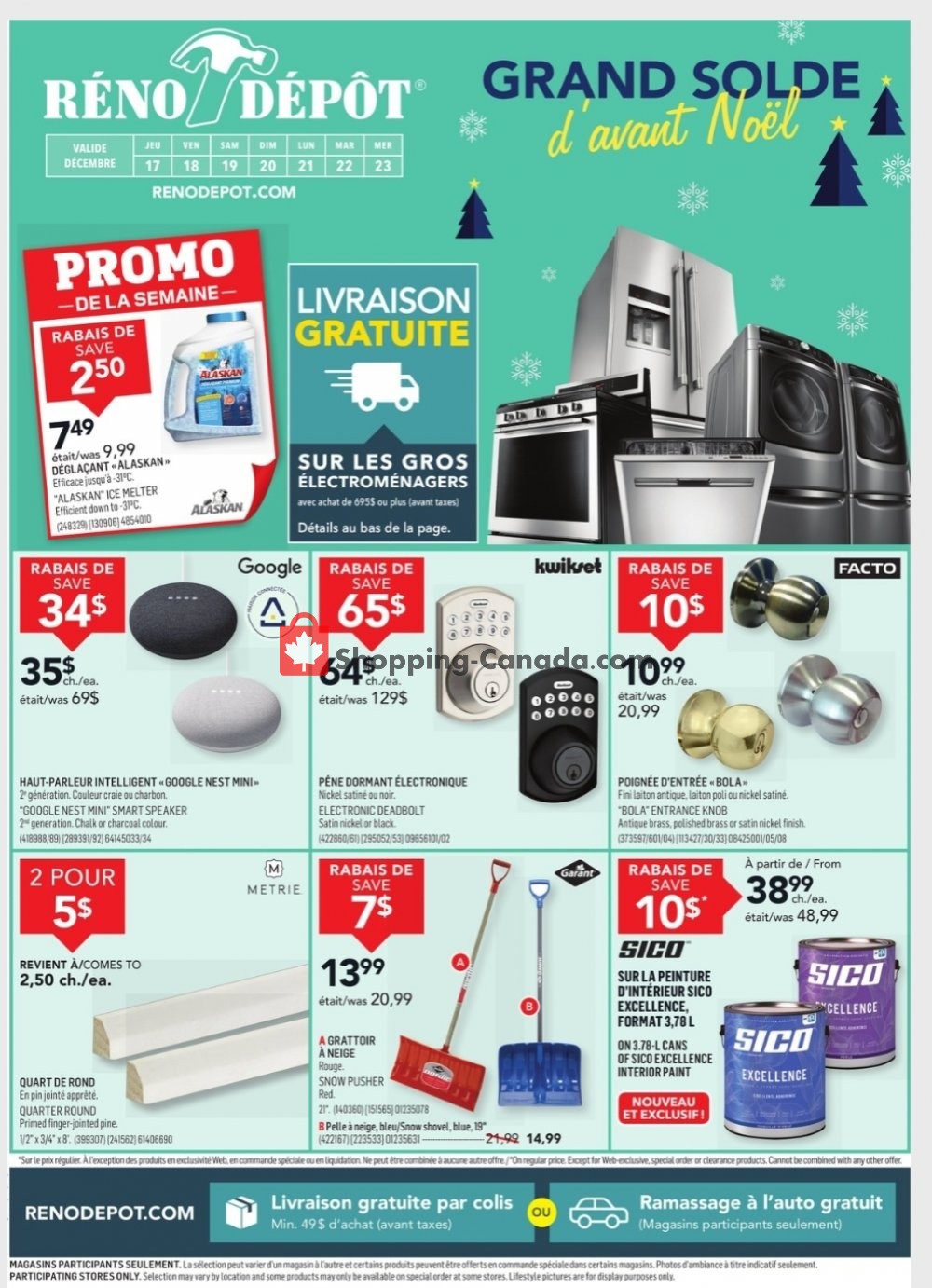 Réno Dépôt flyer from Thursday December 17, 2020 to Wednesday December 23, 2020 - page 1