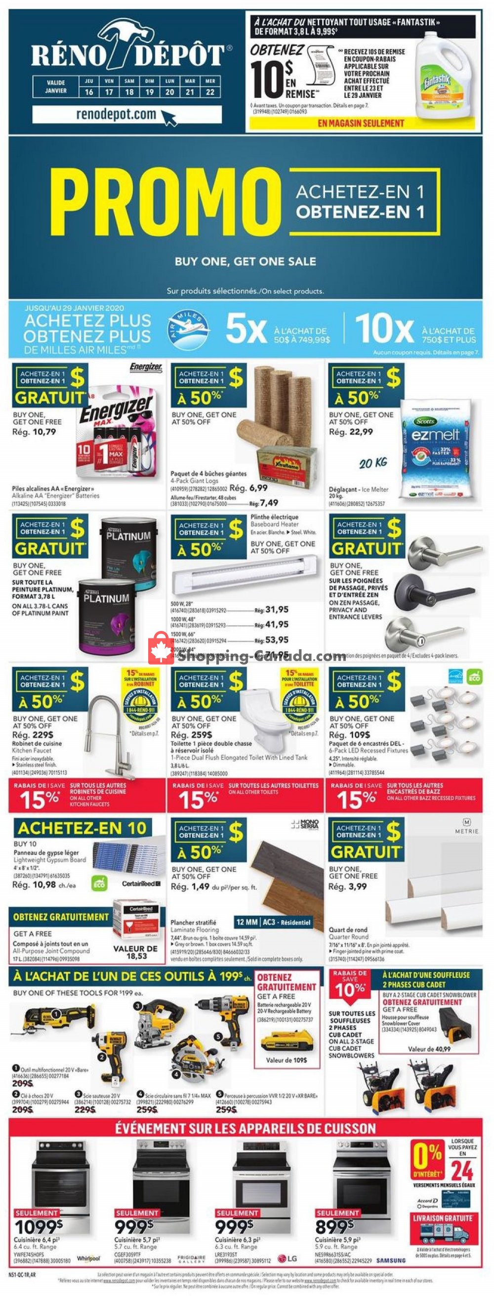 Réno Dépôt flyer from Thursday January 16, 2020 to Wednesday January 22, 2020 - page 1